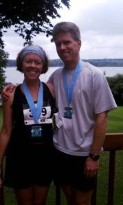 Toby and Katy after finishing the half-marathon as Team Phoenix members.